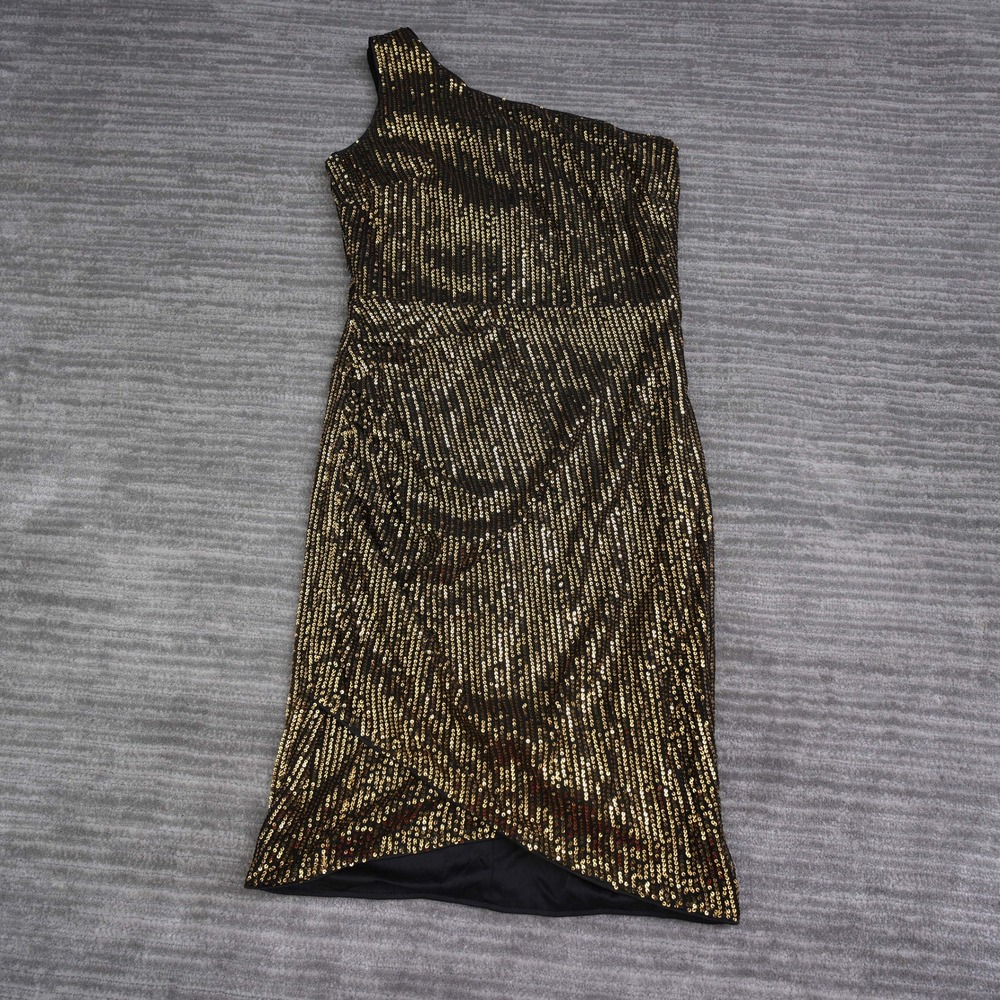 Grace Karin Womens Gold‎ Sequin One Shoulder Bodycon Cocktail Dress Medium NEW